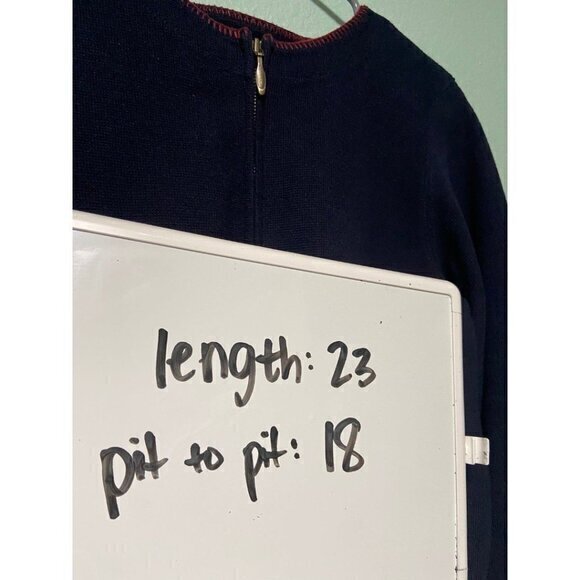 Vintage Christopher and Banks Women's Holiday Navy Blue Zip Up‎ Sweater Medium - Picture 7 of 7